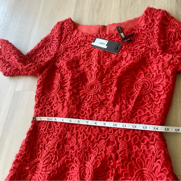 NWT Anthropologie Plenty Tracy Reese Red Scalloped Hem 3/4 Sleeve Dress size 6 - Picture 7 of 14